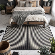 Midnight Grid | Durry Pitloom Wool Jute Rug