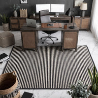 Midnight Grid | Durry Pitloom Wool Jute Rug
