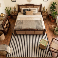 Noir Strata | Pitloom Handwoven Wool Jute Rug