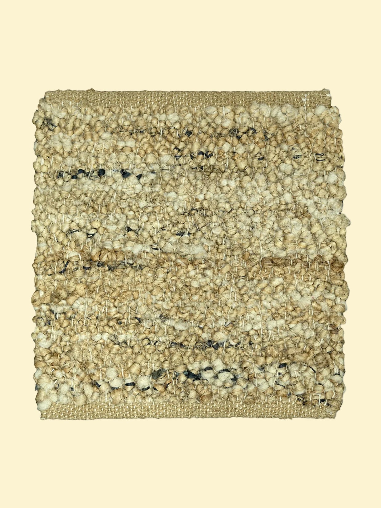 Nomad Texture | Handwoven Pitloom Durrie, Textured beige jute rug