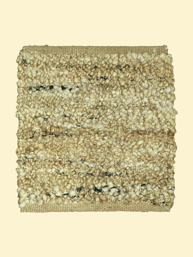 Nomad Texture | Handwoven Pitloom Durrie, Textured beige jute rug