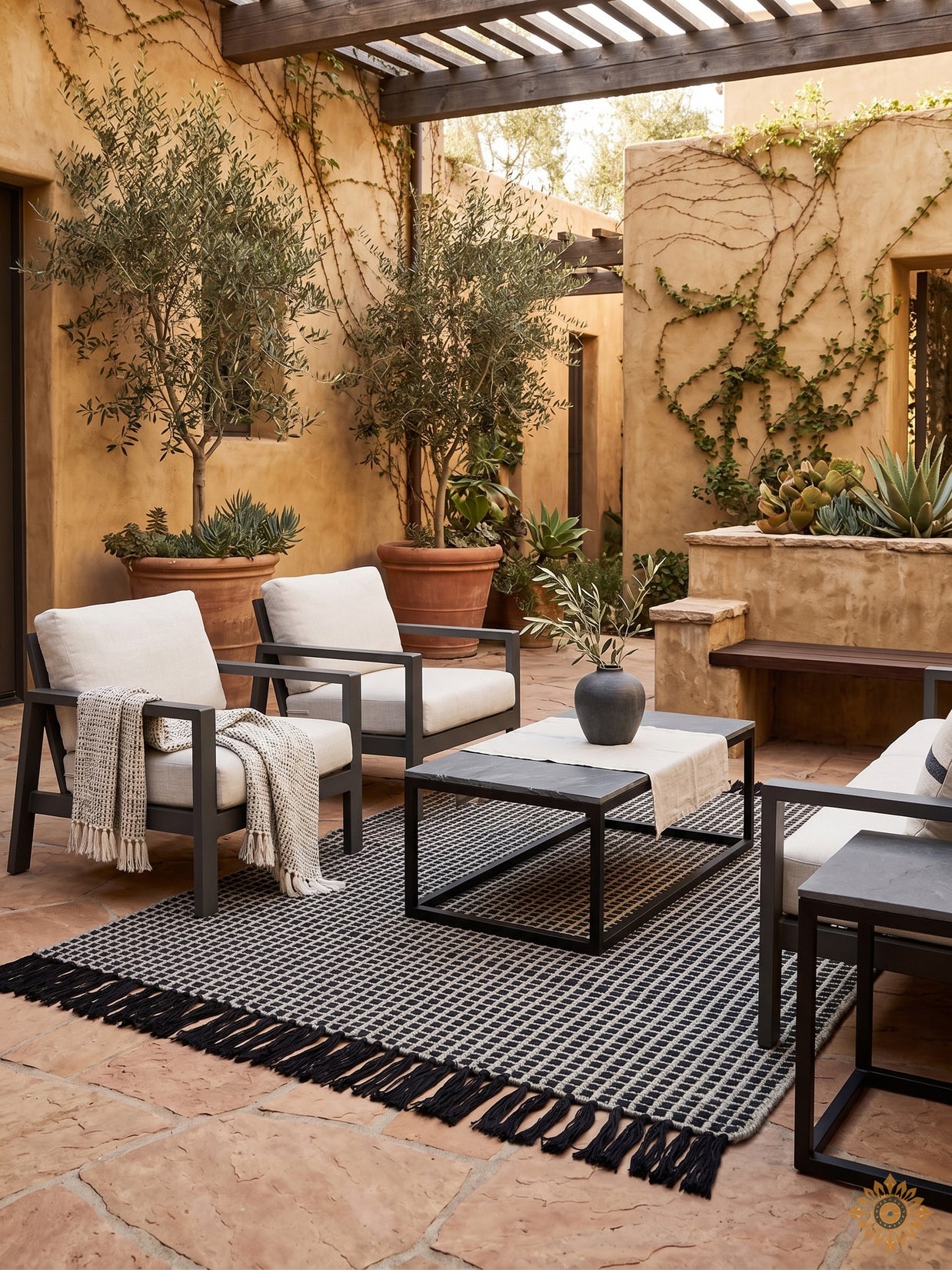Onyx Grid | Outdoor Handwoven Pitloom Durrie