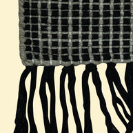 Outdoor_Handwoven_Pitloom_Durrie Corner, Black and gray plaid pet yarn rug with tassels