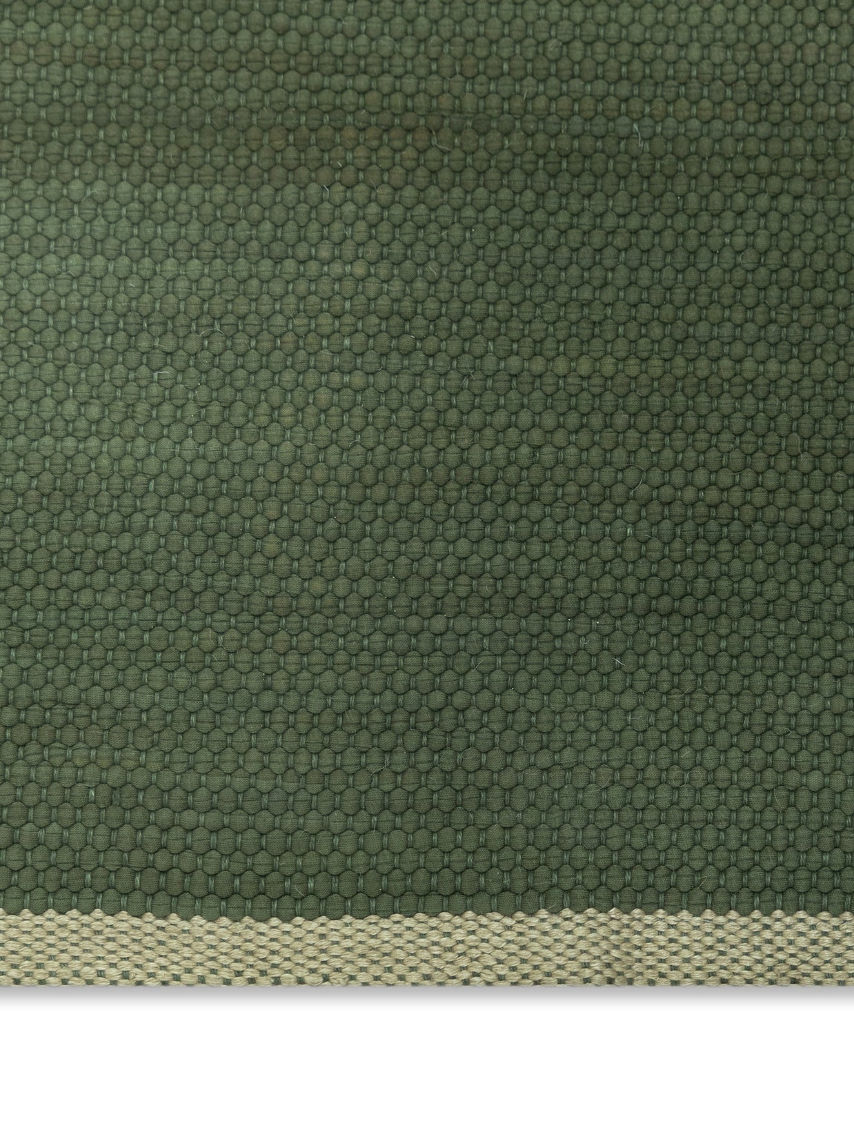 Green wool fabric texture with a subtle pattern and beige border