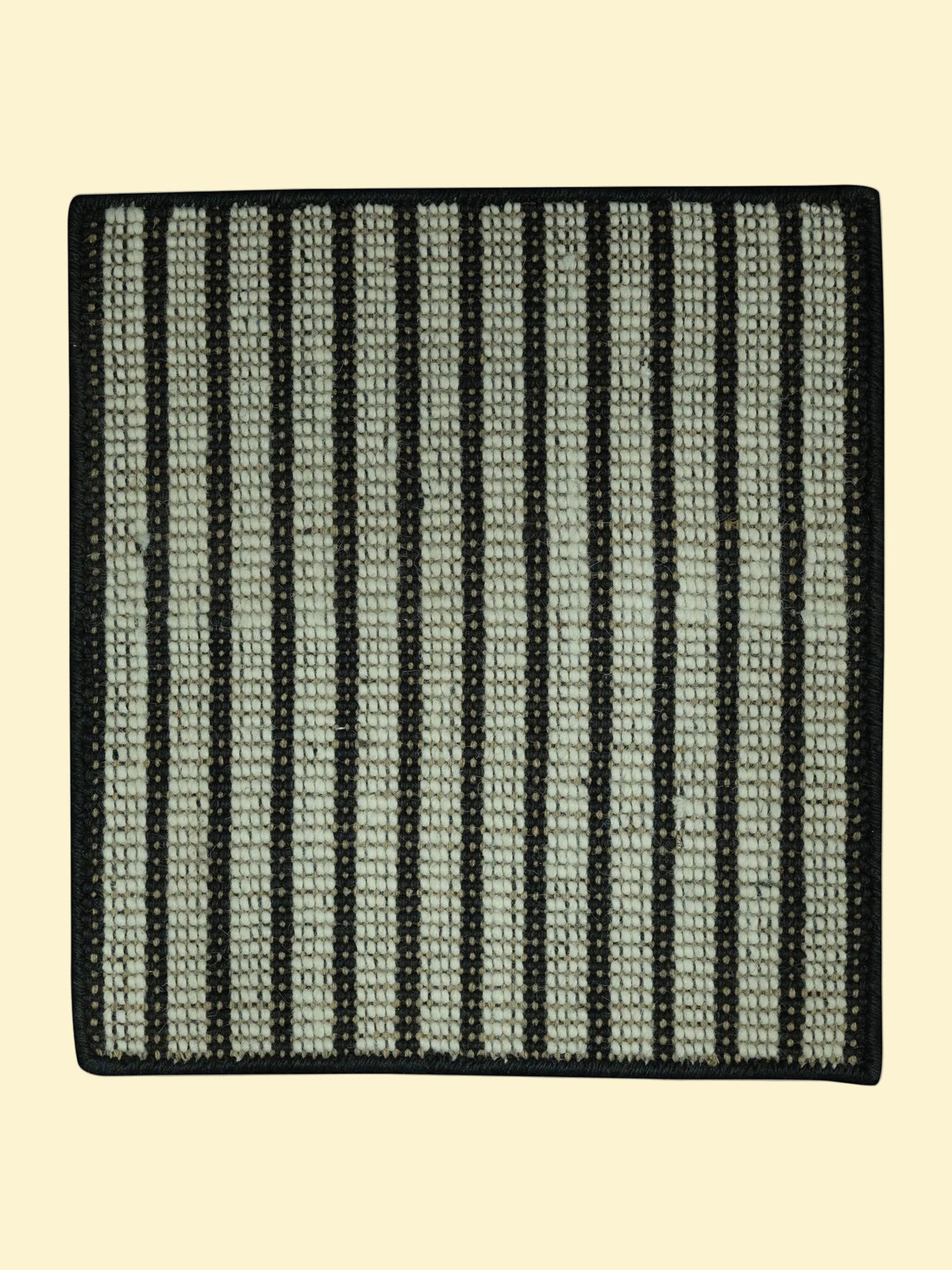Handwoven Wool Jute Rug, Textile product with black and gray striped pattern