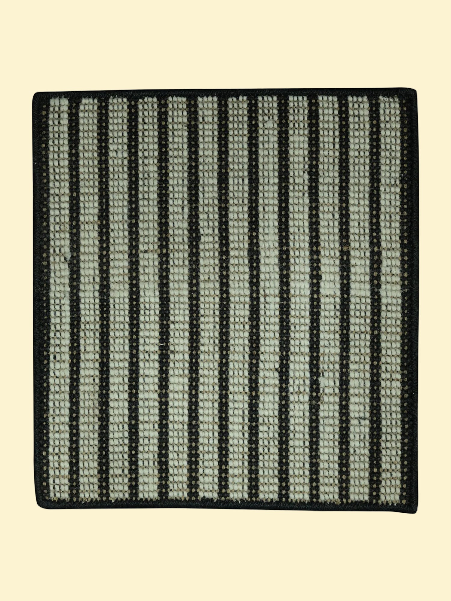 Handwoven Wool Jute Rug, Textile product with black and gray striped pattern