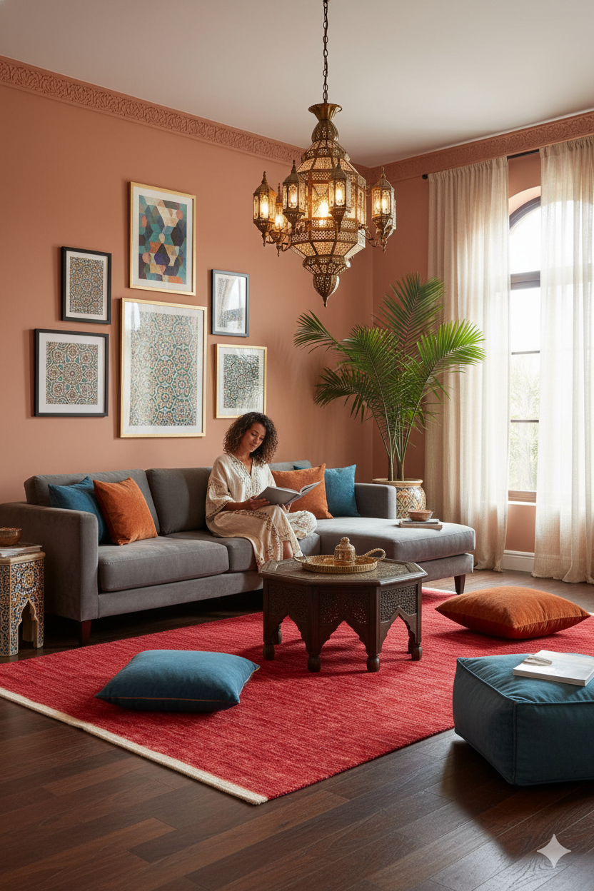 Red Textured Hand-Loom Woolen Handmade Rug for Master Bedroom, Offices and Dining Room