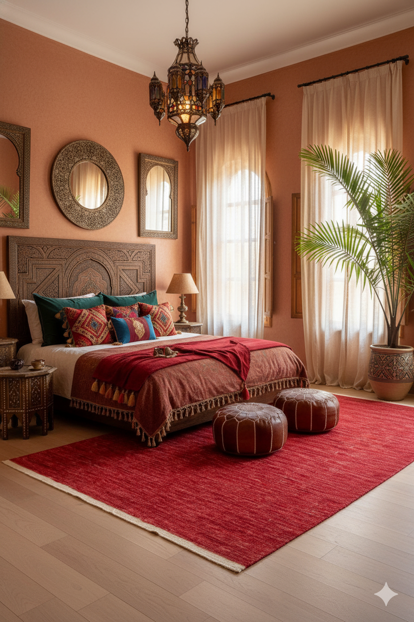 Red Textured Hand-Loom Woolen Handmade Rug for Master Bedroom, Offices and Dining Room