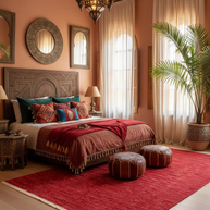 Red Textured Hand-Loom Woolen Handmade Rug for Master Bedroom, Offices and Dining Room