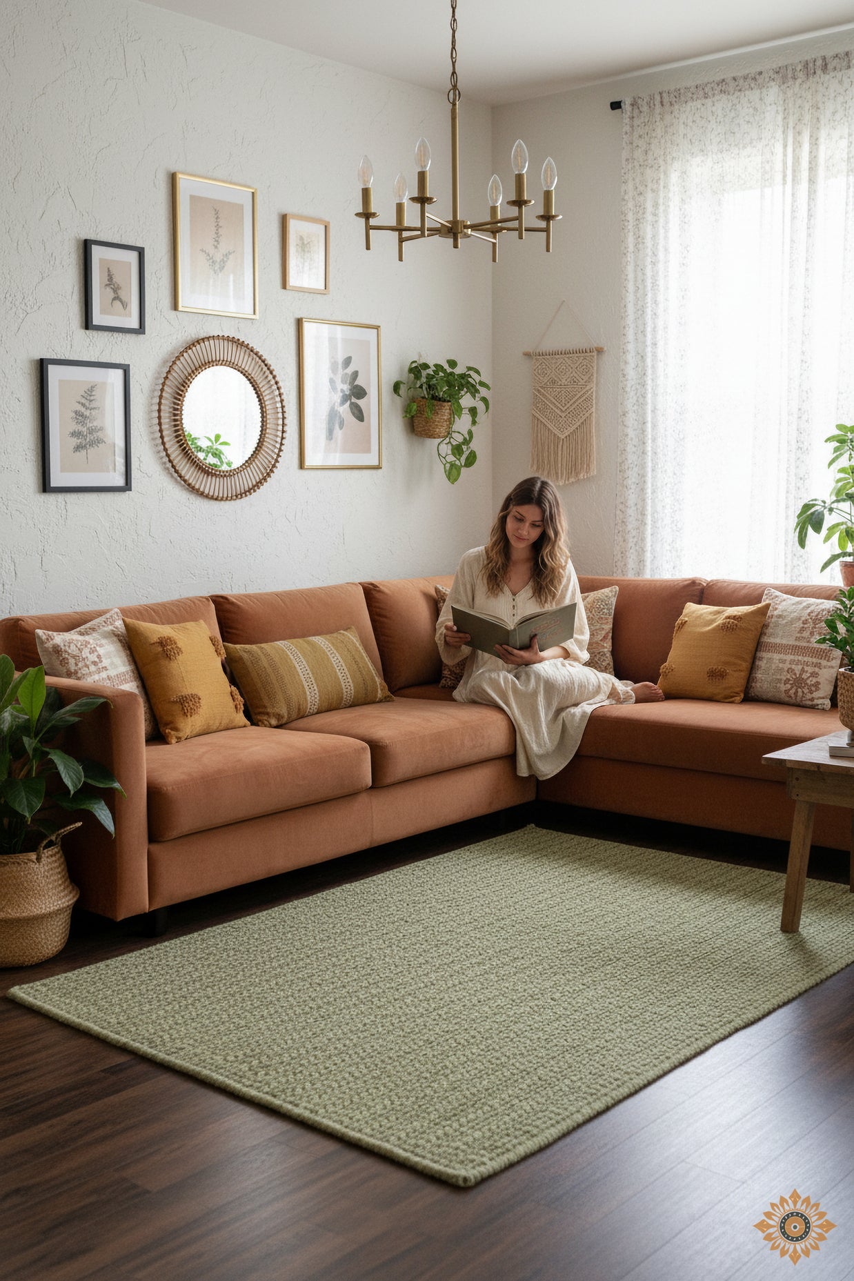 Sage Linen | Hand-Woven Soumak Wool Rug