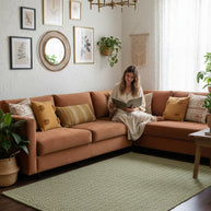 Sage Linen | Hand-Woven Soumak Wool Rug