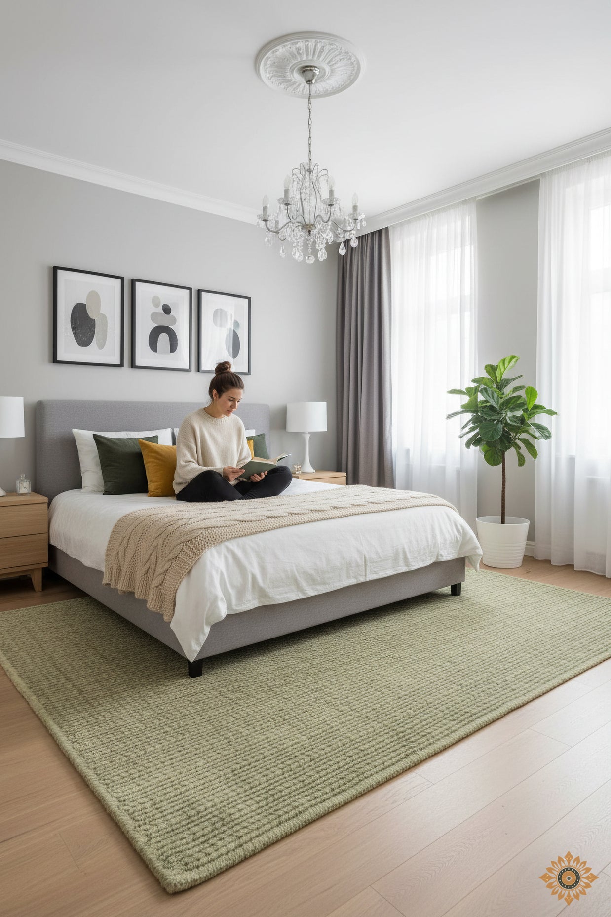 Sage Linen | Hand-Woven Soumak Wool Rug