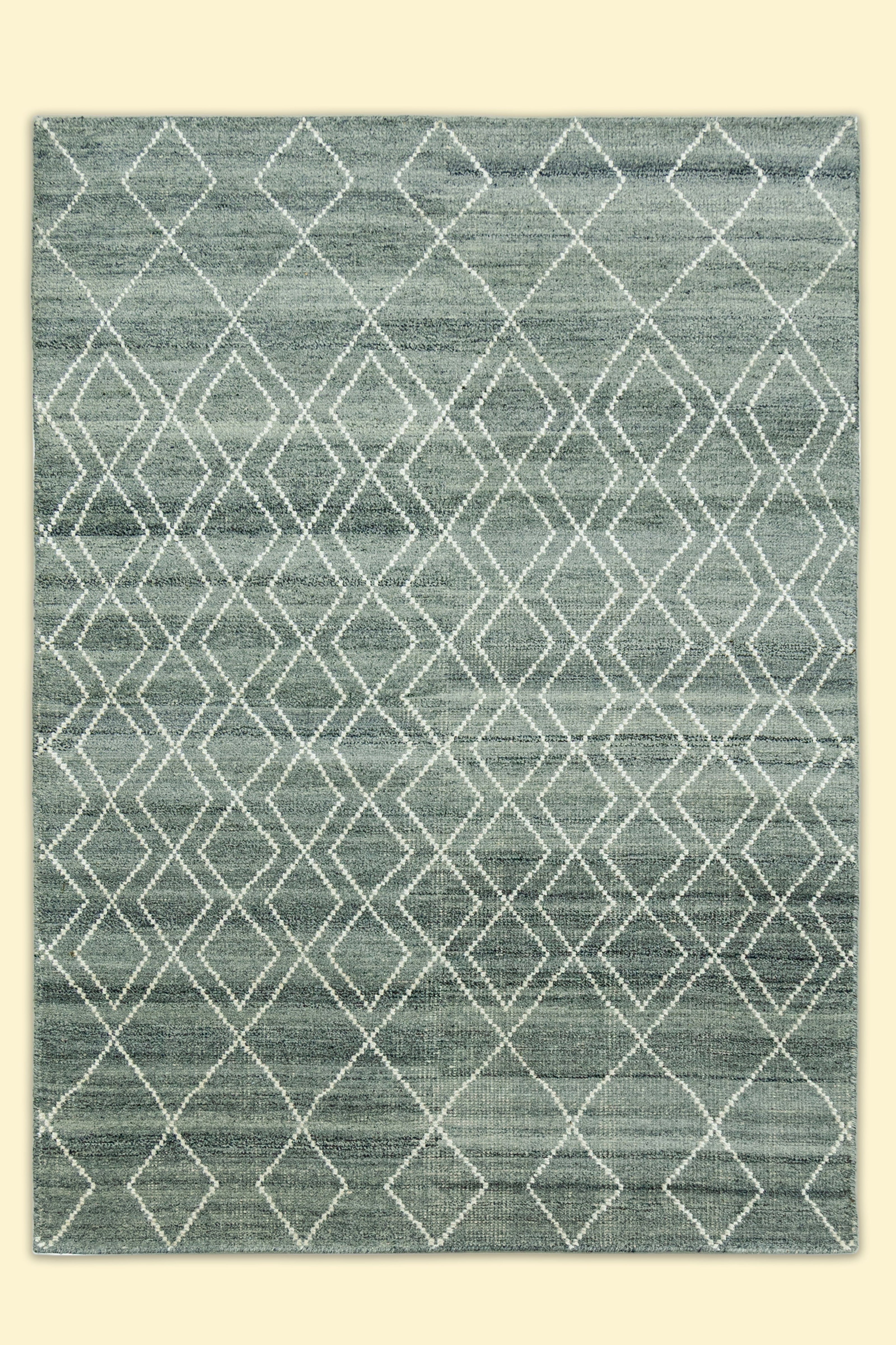 Blue Geometric Patterned Hand-Loom Viscose Handmade Rug for bed rooms, offices, and dining spaces. 