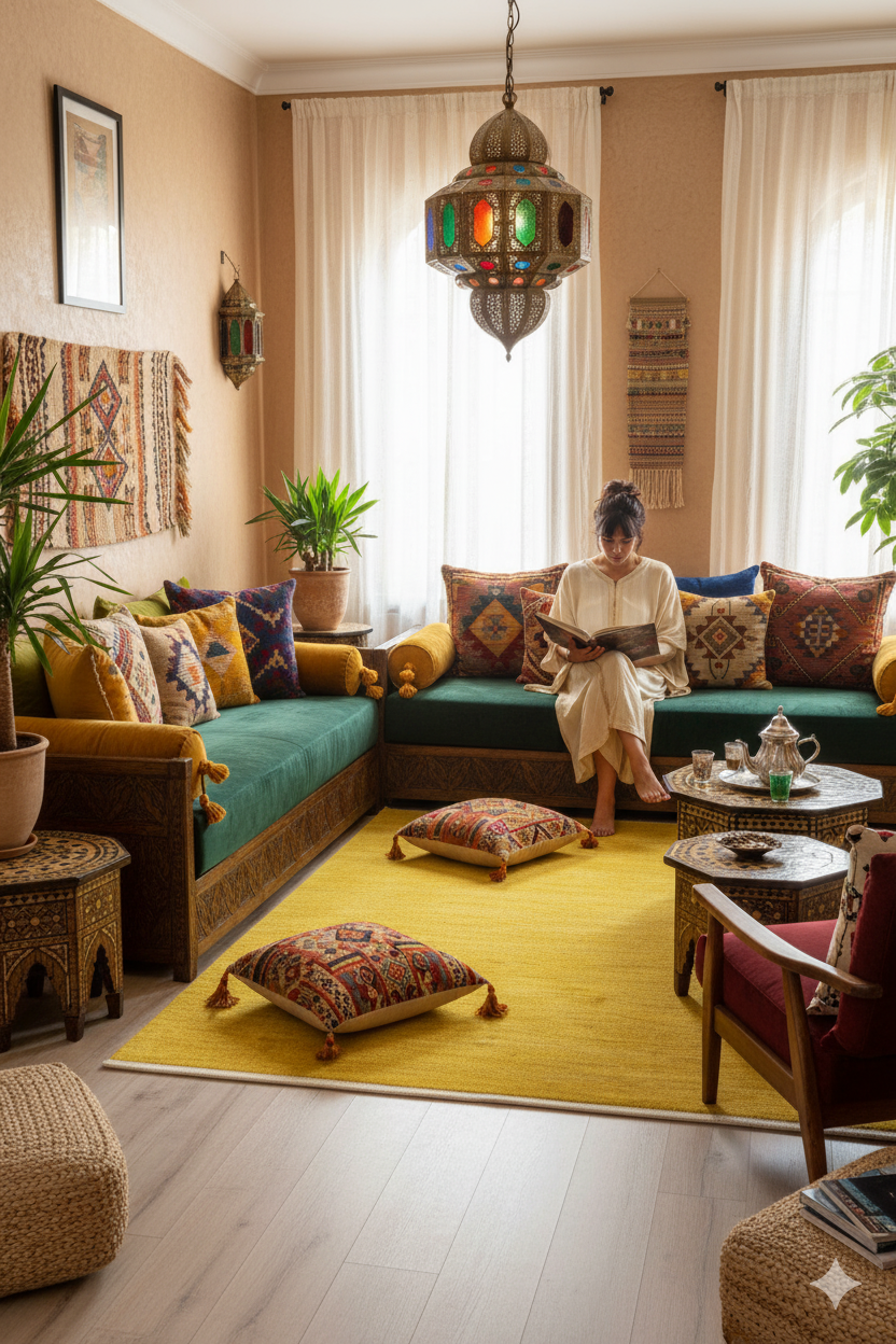 Sunfield Ochre Texture Hand-Loom Solid Woolen Rug for Master Bedrooms, Offices and Dining Room